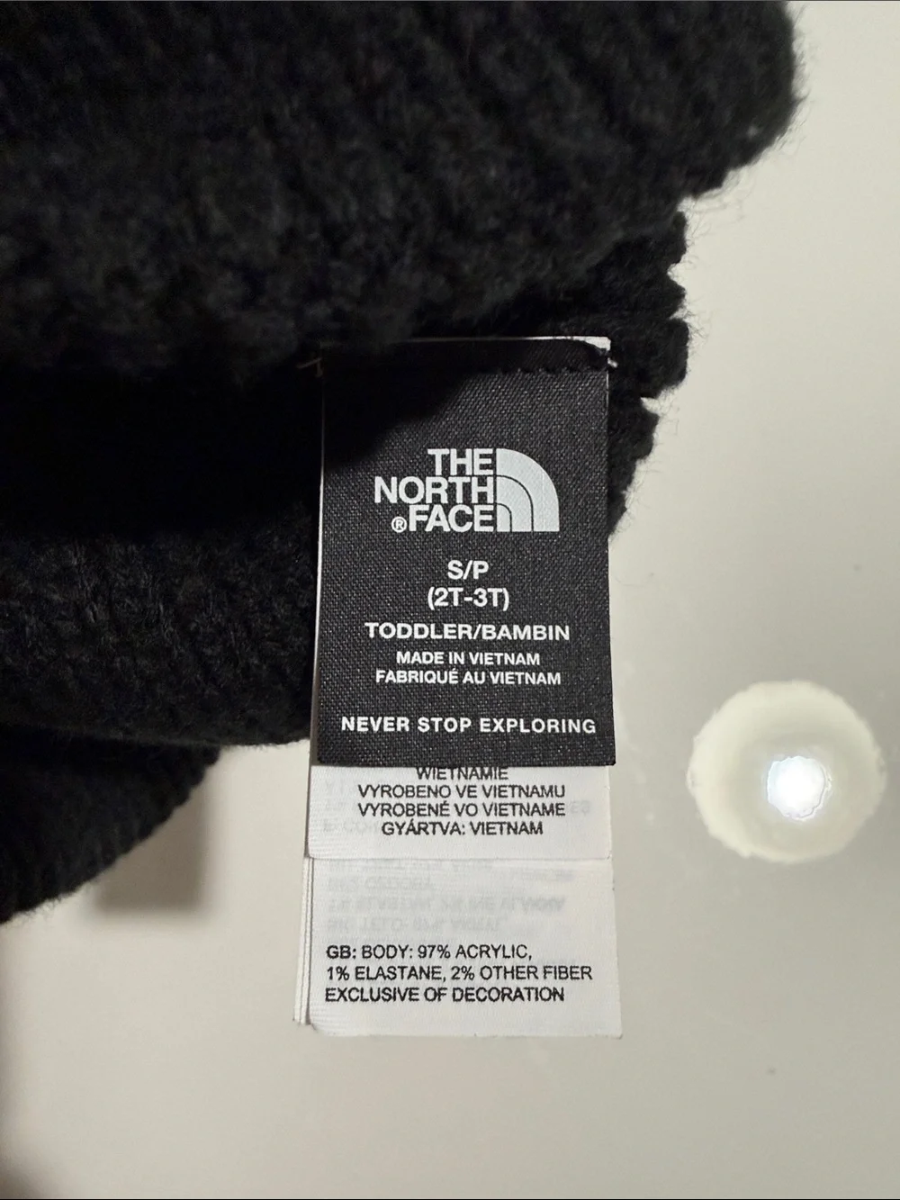 The North Face Kids Black Pom Pom Beanie Sz 2T/3T